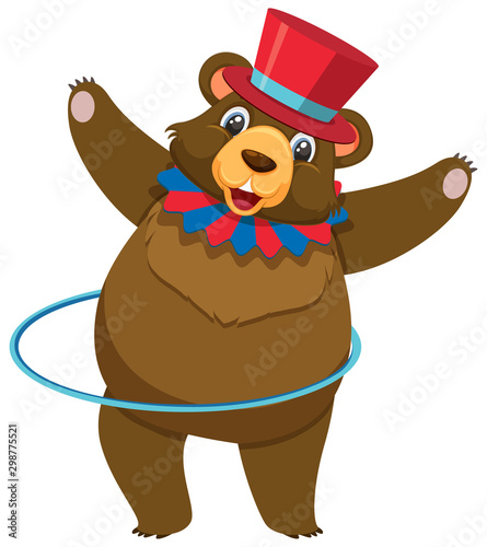 Single character of circus bear on white background