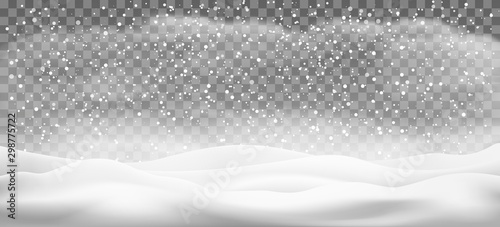Christmas snowdrifts and snowfall background