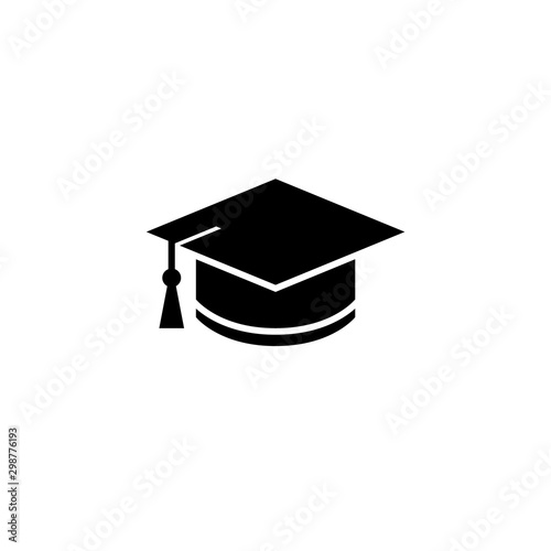 Academic cap icon on a white background.