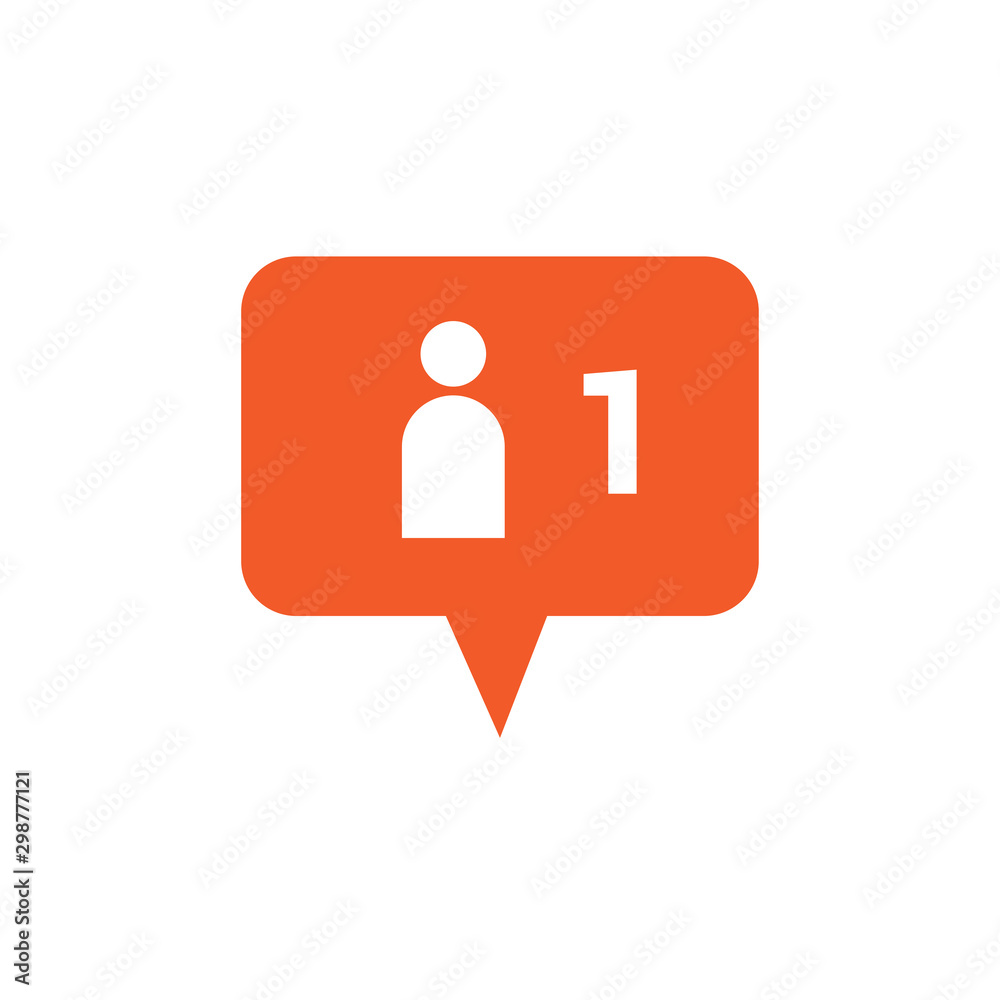 New Follower notification icon vector isolated on white background New Follower notification icon vector isolated on white background