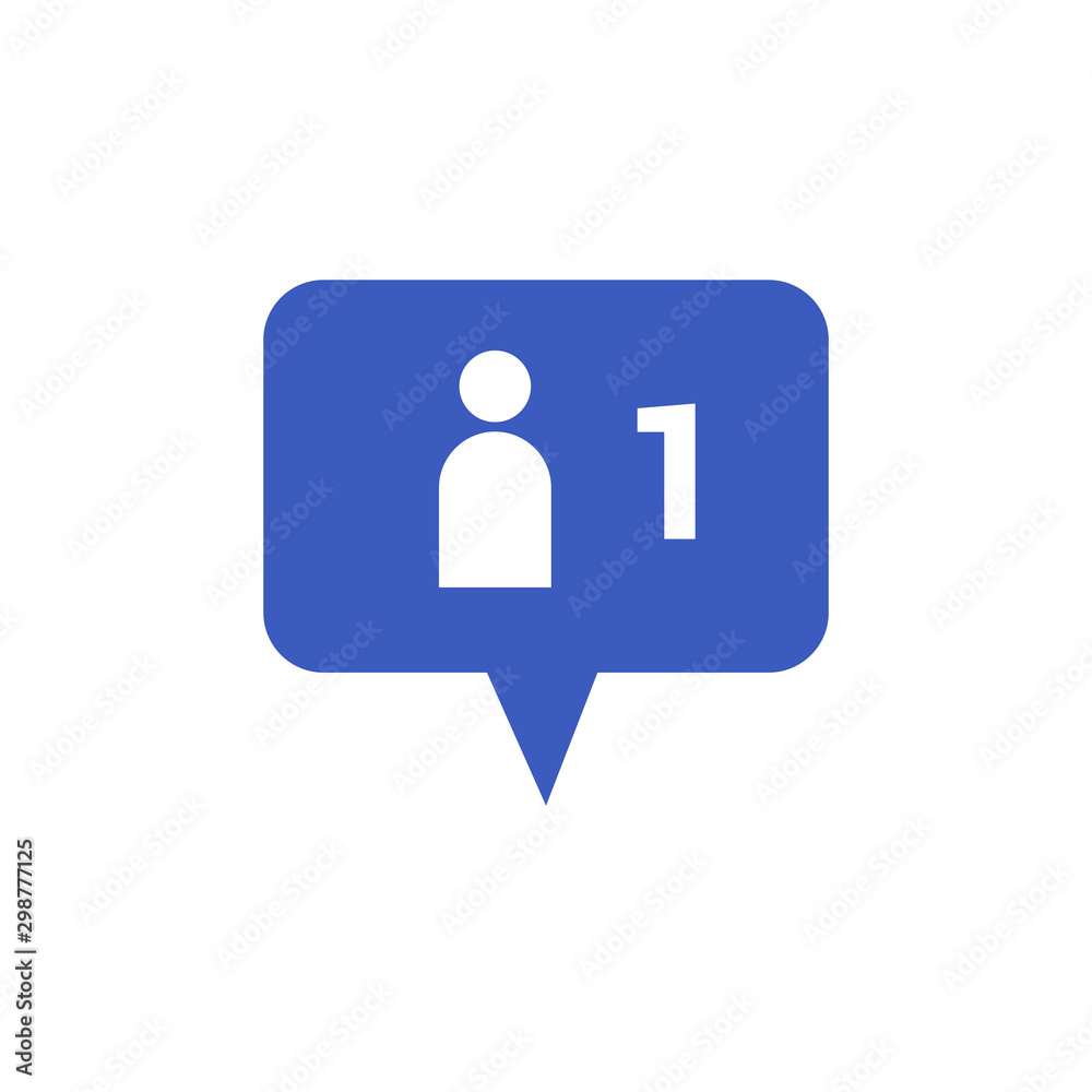 New Follower notification icon vector isolated on white background New Follower notification icon vector isolated on white background