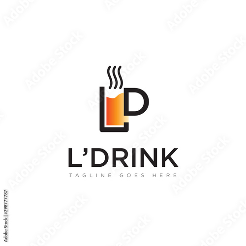 simple logo l'drink, with letter l and d to be glass vector