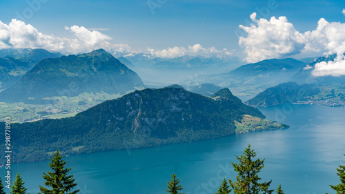 Switzerland  Panoramic view on green Alps around Burgenstock and lake Lucerne