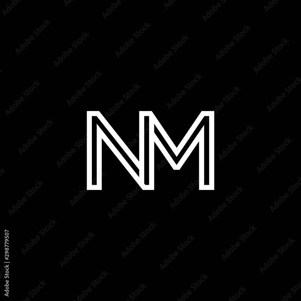 NM Monogram Initial Capital Letter Design Modern Template