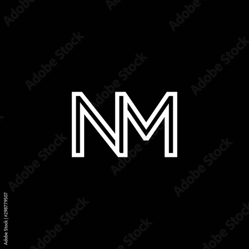 NM Monogram Initial Capital Letter Design Modern Template