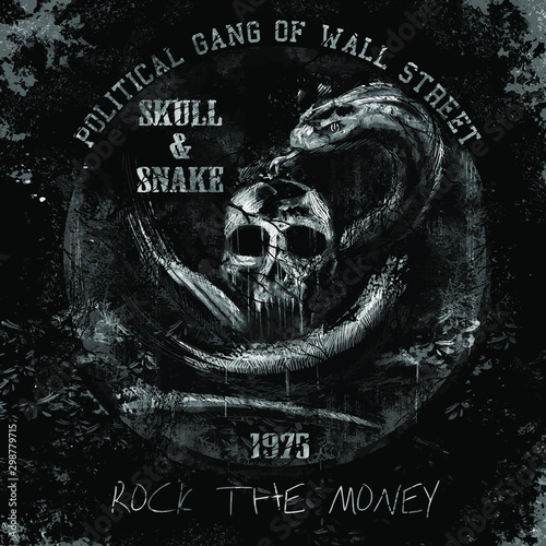 skull and snake illustration graphic design art