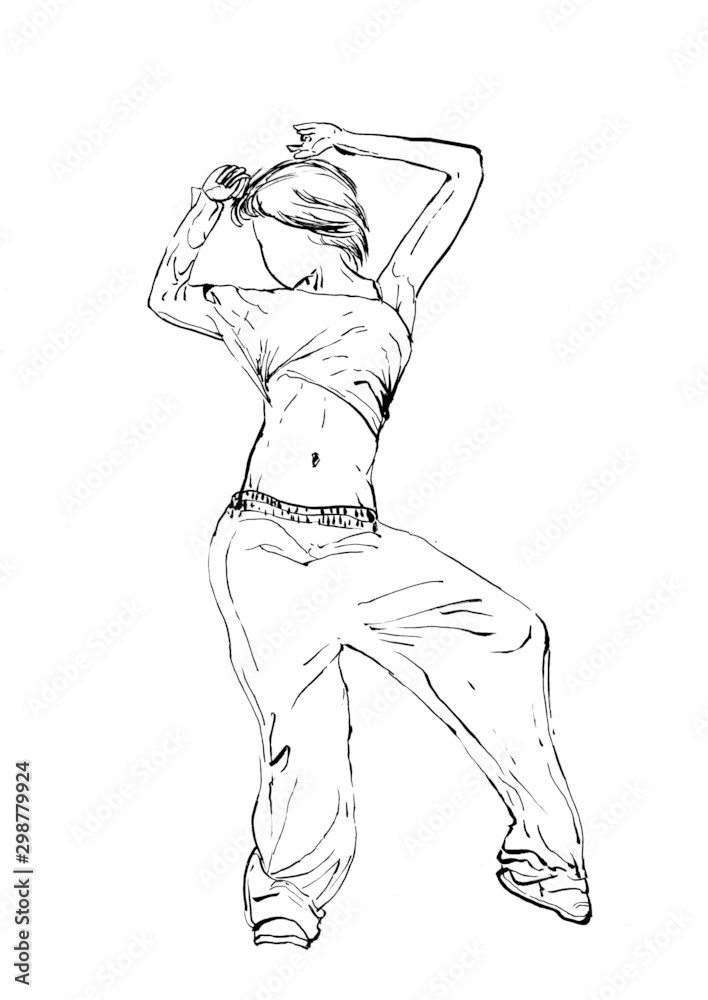 Fototapeta premium street dancer illustration,hand drawn painting