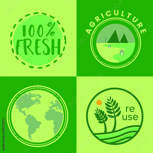 Re use and eco oriented badges set. Vector illustration 