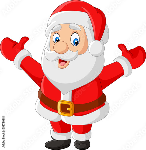 Cartoon happy Santa Claus waving