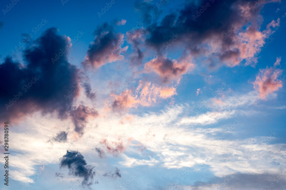 Evening sky with black clouds.