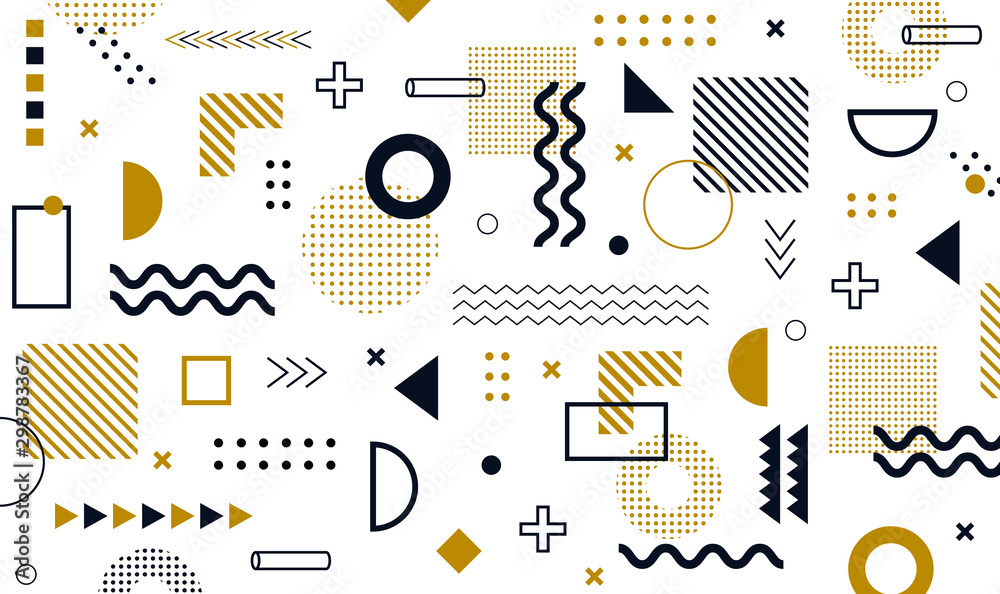 Mega set of memphis design elements, template for your project. Big colorful vector collection