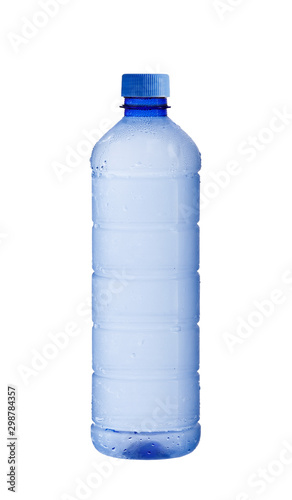 Plastic cool water bottle isolated on white background, Healthcare and beauty hydration concept