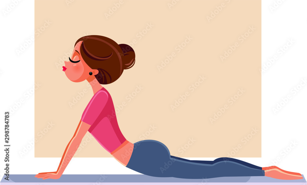 Woman in Cobra Pose Doing Yoga on a Mat