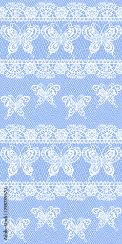 リアルな蝶レース編みボーダー柄
