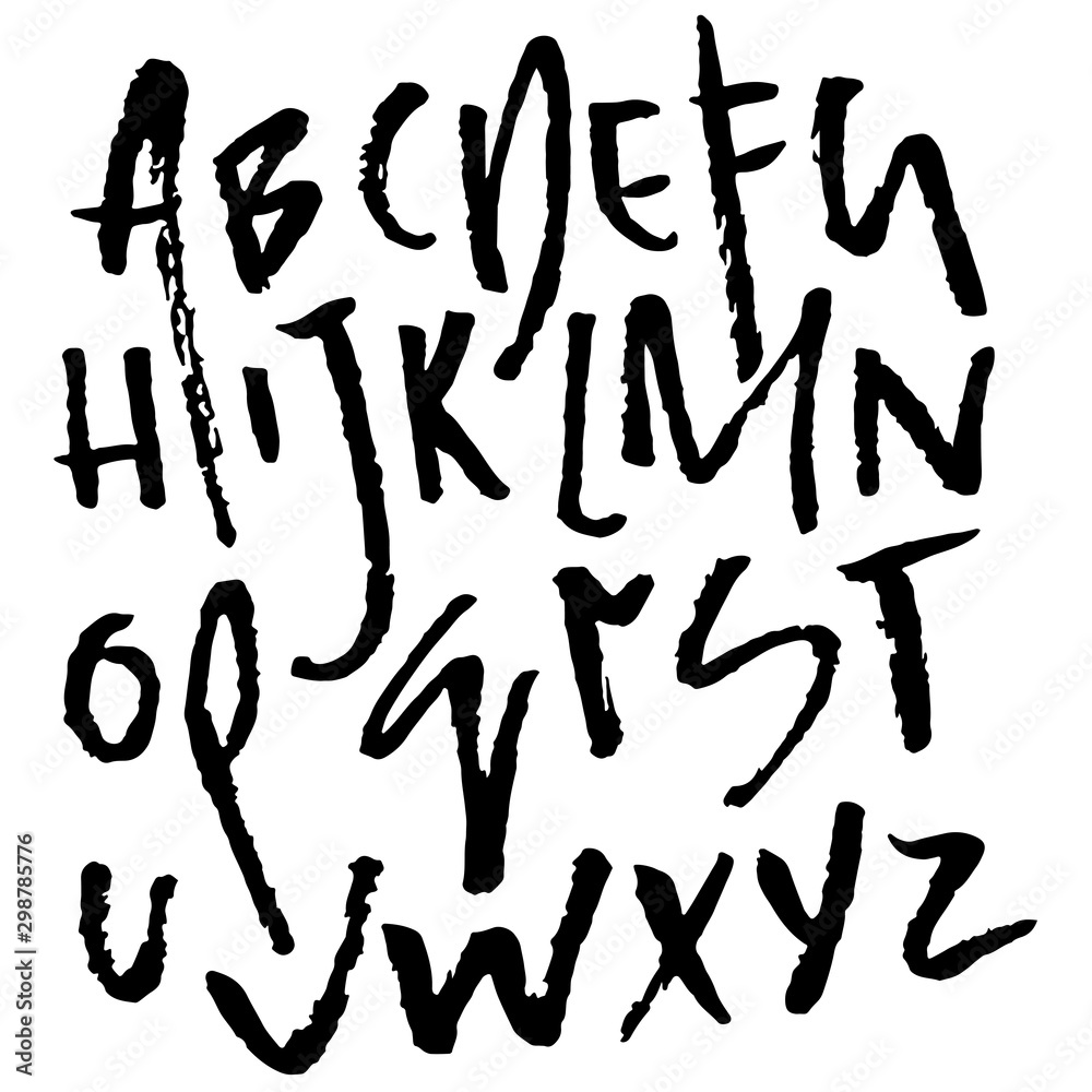 Hand drawn dry brush font. Modern brush lettering. Grunge style alphabet. Vector illustration. Hand drawn dry brush font. Modern brush lettering. Grunge style alphabet. Vector illustration.