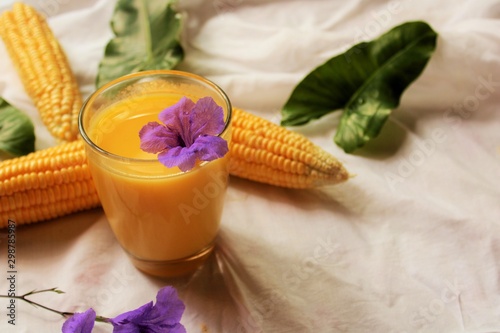 a small glass of blened corn photo