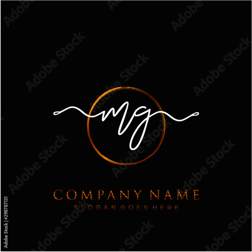 MG Initial handwriting logo with circle template vector