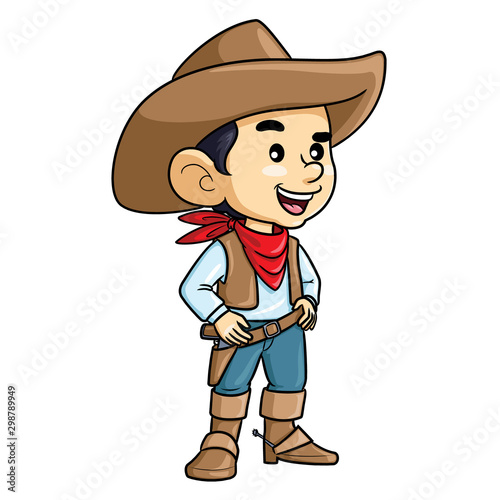 Illustration cartoon of cute a cowboy kid.