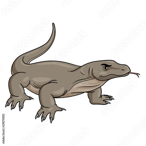 Illustration cartoon of cute komodo dragon cartoon.