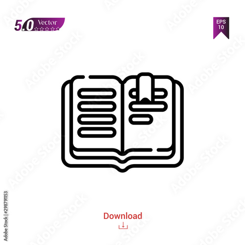 Outline Black spellbook  icon. spellbook icon vector isolated on white background. Graphic design, mobile application, logo, user interface. EPS 10 format vector