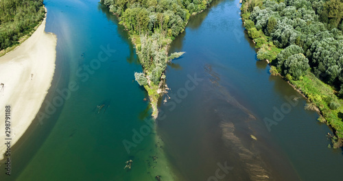 Aerial photo of gravel bars on the Drava River © Goran