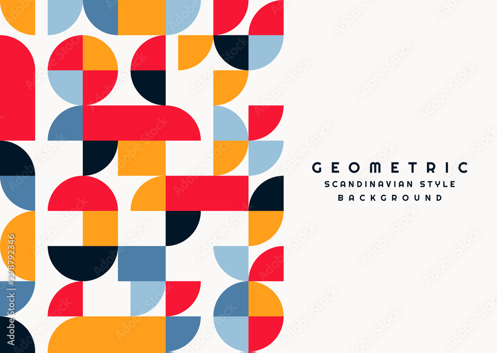 Obraz premium Geometric scandinavian background design modern shape colorful style with space