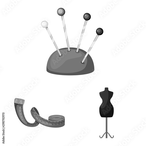 Vector illustration of dressmaking and textile logo. Set of dressmaking and handcraft stock symbol for web.