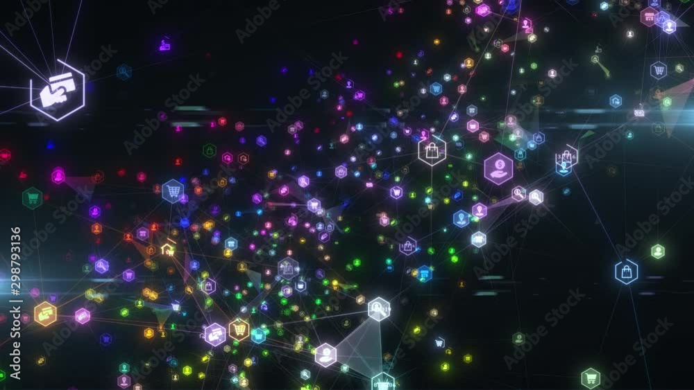 Online shopping internet retail e-commerce conceptual node animation