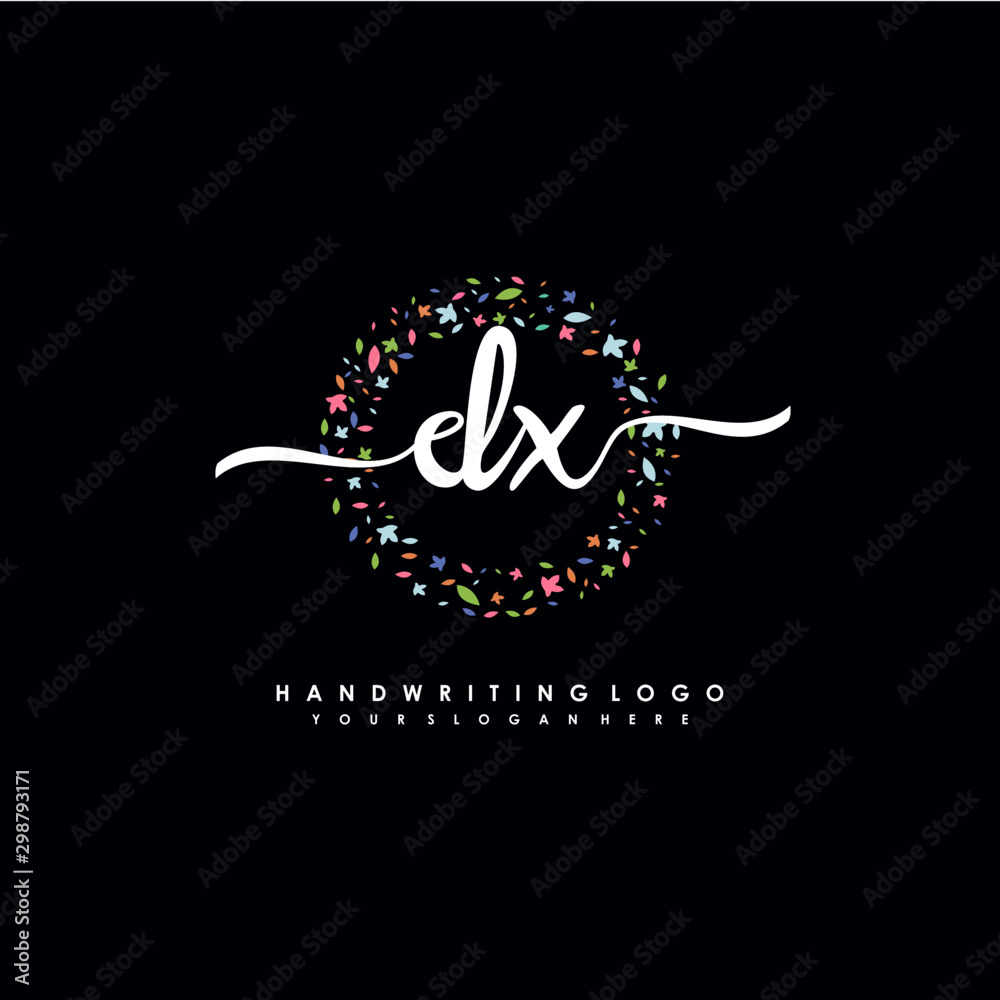 DX initials handwritten logo with flower templates surround the letters. initial wedding template vector DX initials handwritten logo with flower templates surround the letters. initial wedding template vector