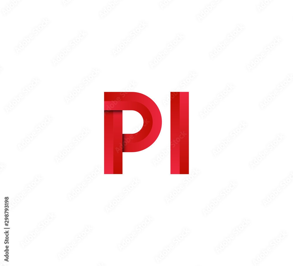 Initial two letter red 3D logo vector PI Initial two letter red 3D logo vector PI