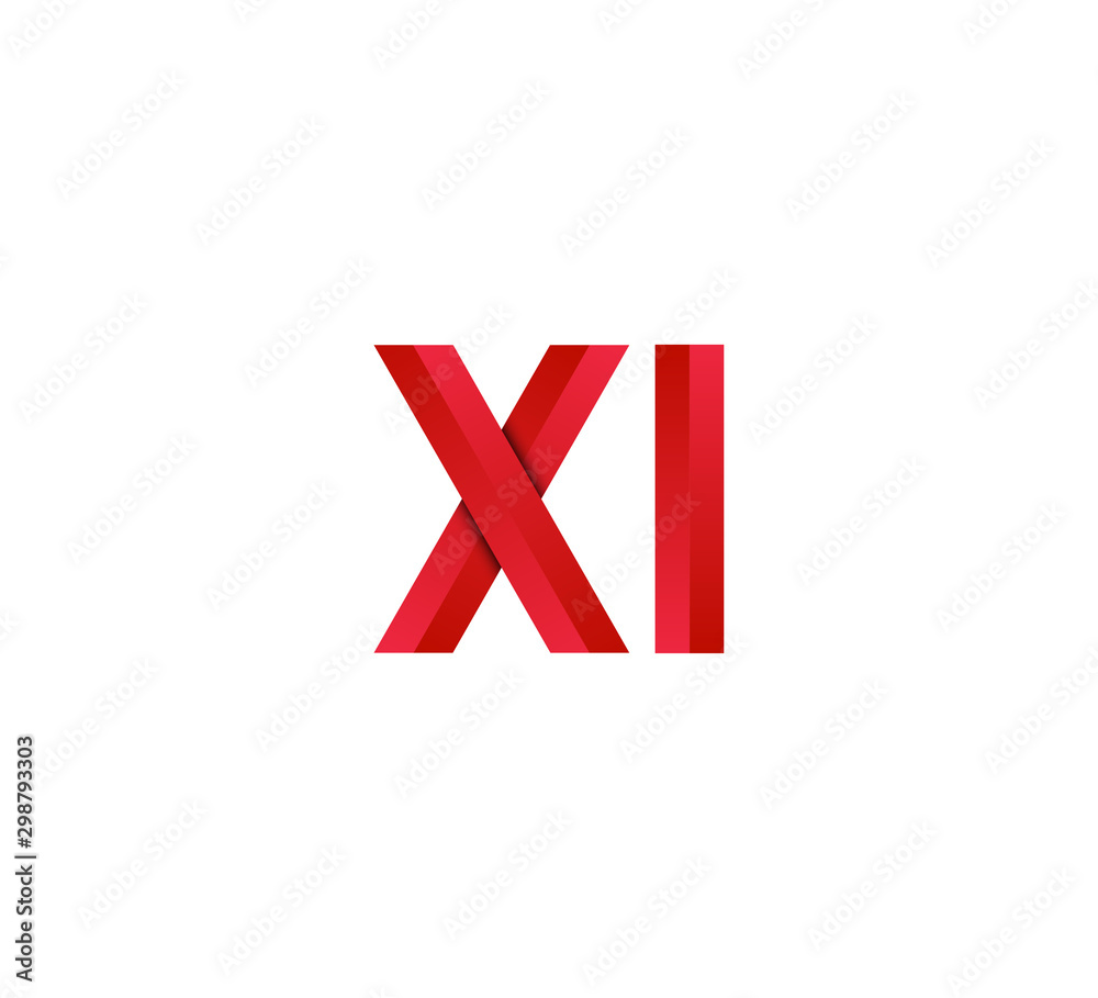 Obraz premium Initial two letter red 3D logo vector XI