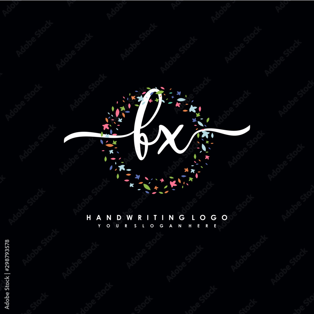 FX initials handwritten logo with flower templates surround the letters. initial wedding template vector FX initials handwritten logo with flower templates surround the letters. initial wedding template vector