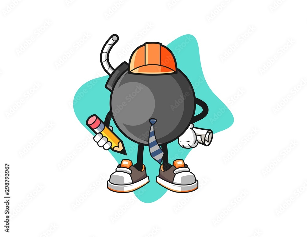 Bomb architect cartoon. Mascot Character vector.