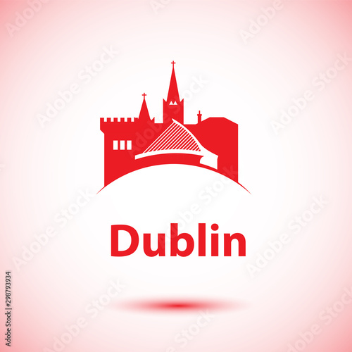 Canvas Print Dublin Ireland, detailed silhouette