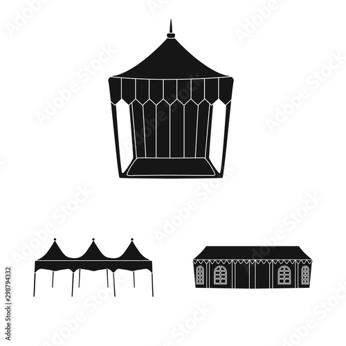 Vector illustration of outdoor and architecture sign. Set of outdoor and shelter stock vector illustration.