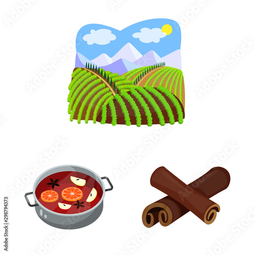 Vector design of grape and winery symbol. Set of grape and manufacturing stock vector illustration.