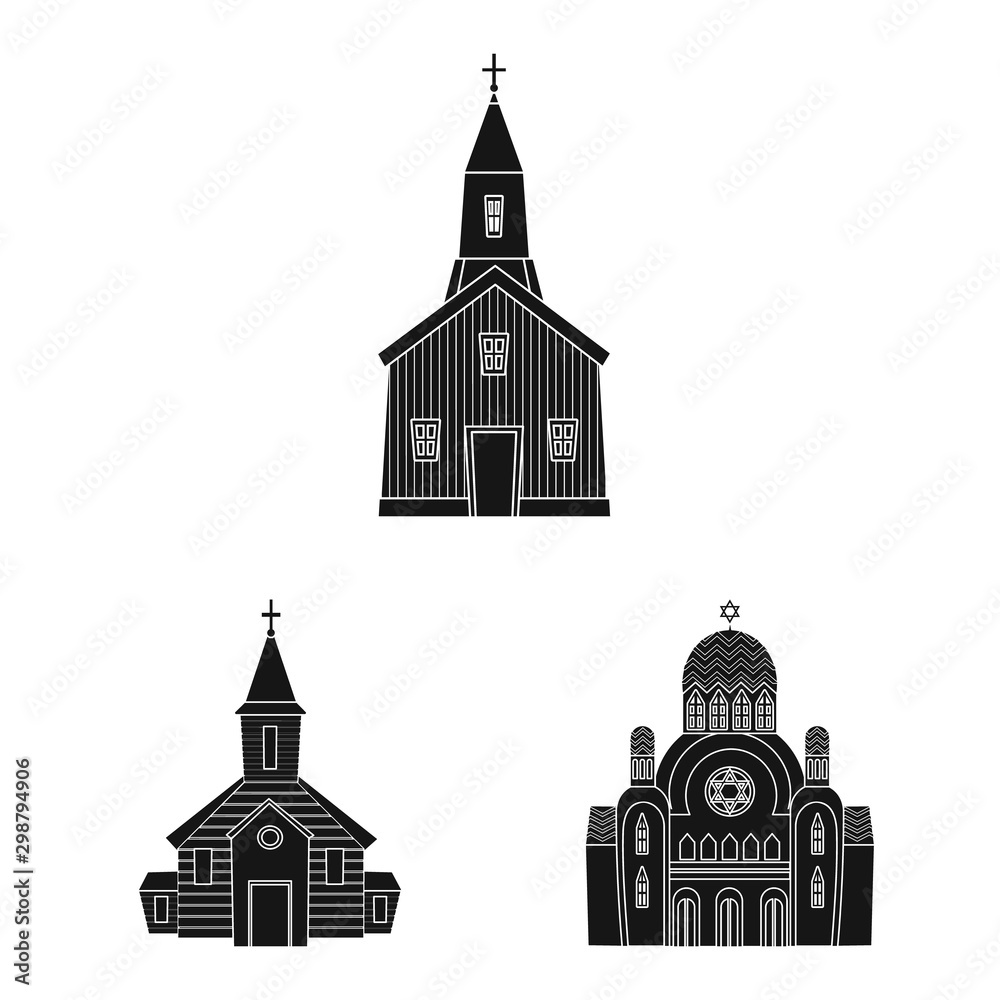 Isolated object of house and parish logo. Collection of house and building stock symbol for web.