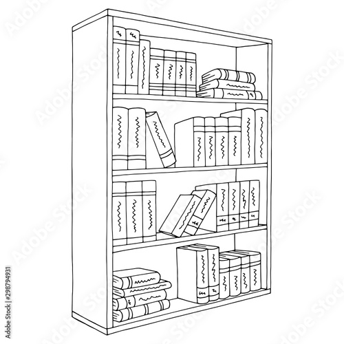 Bookcase graphic black white isolated sketch illustration vector
