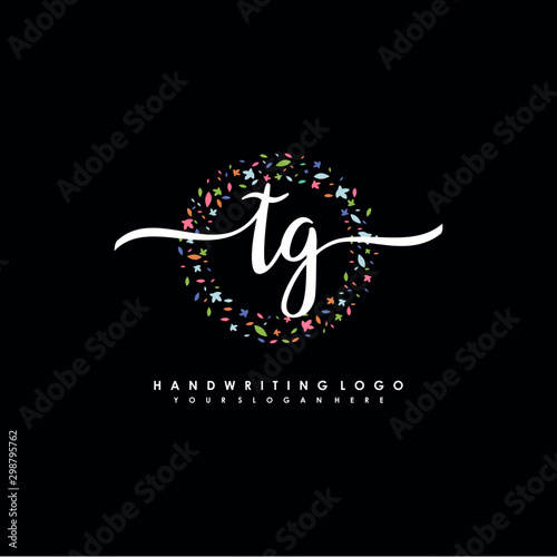 TG initials handwritten logo with flower templates surround the letters. initial wedding template vector