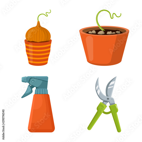Vector design of garden and horticulture icon. Collection of garden and landscaping stock vector illustration.