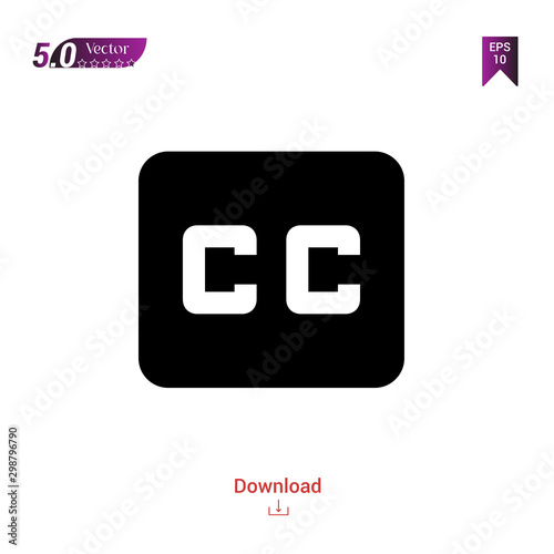 Outline Black closed-caption-logo icon vector isolated on white background. Graphic design, material-design icon, mobile application, logo, user interface. EPS 10 format vector
