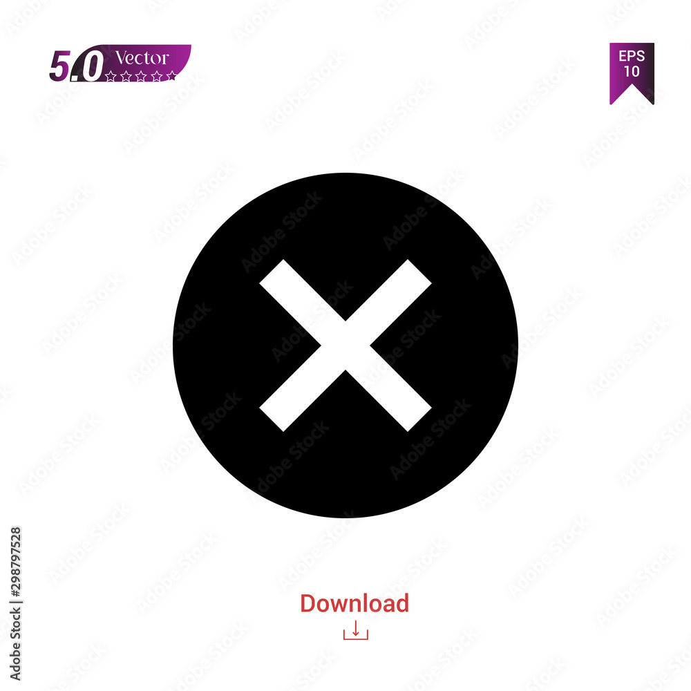 Obraz premium Outline Black cancel-button icon vector isolated on white background. Graphic design, material-design icon, mobile application, logo, user interface. EPS 10 format vector