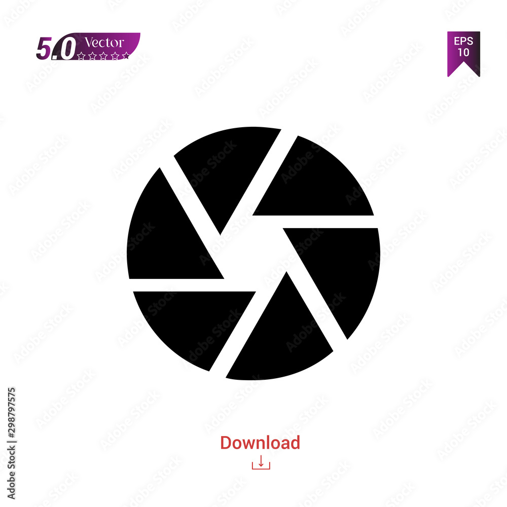 Outline Black camera-diaphragm icon vector isolated on white background. Graphic design, material-design icon, mobile application, logo, user interface. EPS 10 format vector