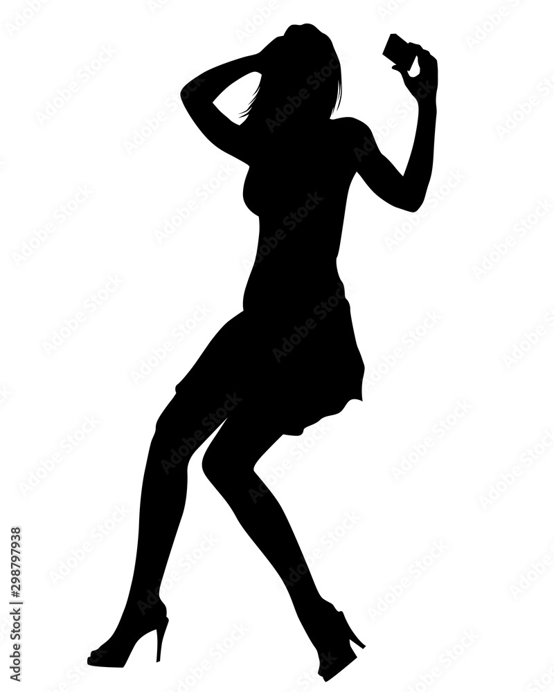 Young woman with phone on a white background Young woman with phone on a white background