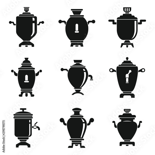 Samovar icons set. Simple set of samovar vector icons for web design on white background