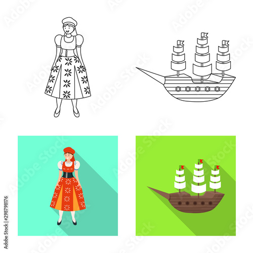 Vector design of and historic sign. Collection of and country vector icon for stock.