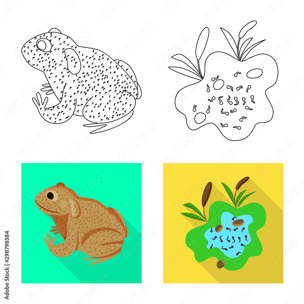 Isolated object of wildlife and bog sign. Collection of wildlife and reptile vector icon for stock.