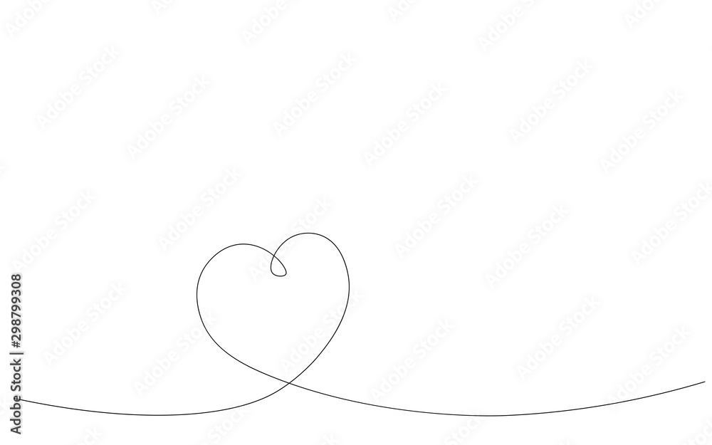 Heart background line draw, valentine day vector illustration