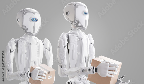 robot with package, artific...