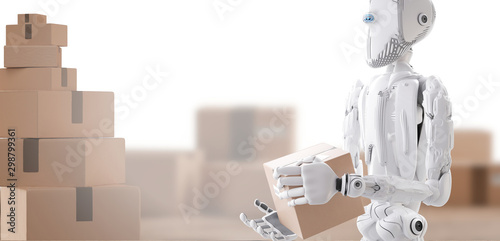 robot with package, artific...